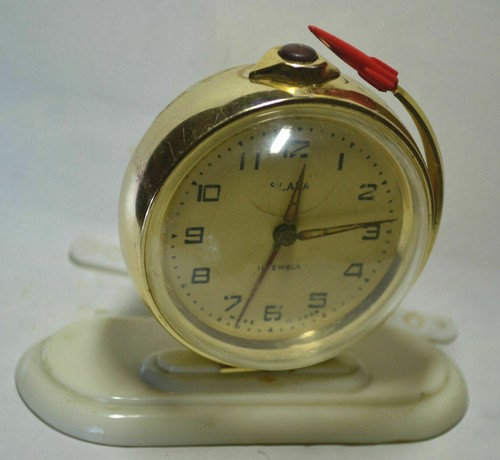 "Slava"~11J cal.5671 Y.Gagarin "Sputnik" c.1961's Rare Russian Table Alarm clock - Picture 4 of 10
