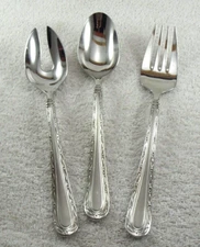 Merlot Serving Set Spoon & Fork Frosted Stainless Solid & Slotted Table Vietnam