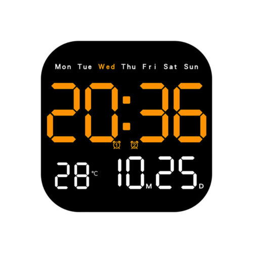 LED Digital Wall Clock Temperature Date Week Display Alarm Clock Remote Control - Picture 16 of 17