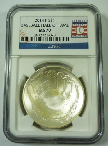 2014 P BASEBALL HALL OF FAME Silver Dollar NGC MS70