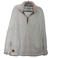 Simply Southern Women's 1/4 Zip Sherpa Quilted Diamond White Soft Size M EUC