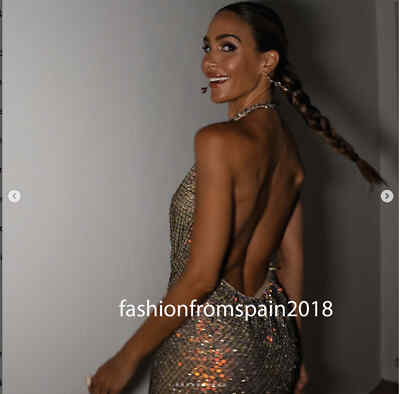 zara beaded halter dress NEW MINI SEQUINNED OPEN-BACK BEIGE PINK 7521/829 sale!! Sequin halter neck dress