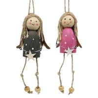 Holzengel Zum AufhäNgen Grau Pink, Weihnachtsdeko, 7,5Cm, 6Er-Set, 6 StüCk