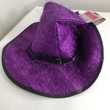 Eyelash Witch Hat Purple Black NWT Adult Halloween Costume Metallic