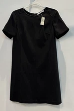 NWT Size 6 Petite LOFT Black Dress MOD SHEATH A-Line Shift SHORT SLEEVE Stretch