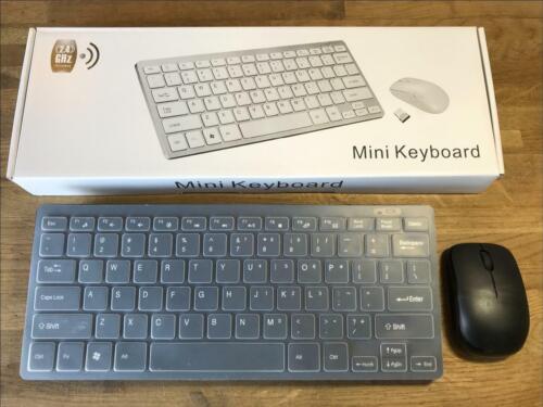 Black Wireless MINI Keyboard & Mouse for LG 55LM620T 55 LED Cinema 3D Smart TV - Afbeelding 1 van 12