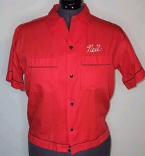 Vintage Hilton 1960's NEIL Mens Bowling Shirt Red S/M Don Rebal Lincoln Mercury
