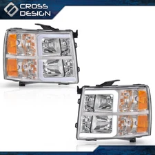 Fit For 07-13 Chevy Silverado 1500 2500HD LED Bar Tube Headlights Lamps DRL