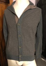LORO PIANA Bomber Diagonal 100 Cashmere Blue Button Cardigan Sweater M 50 NWT