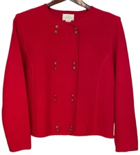 Vintage Field Manor Modern Classico Sweater Red 100% MERINO WOOL Women's L