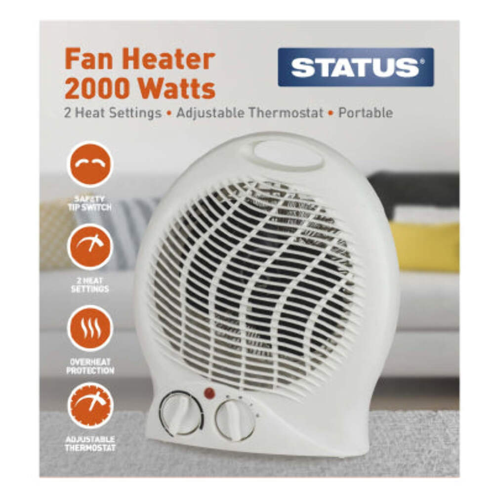 Status Fan Upright Heater 2Kw White