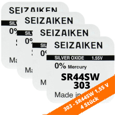 4 x SEIZAIKEN 303 SR44SW Batterie Knopfzelle SR44 SR1154 280-08 1,55V Seiko Uhr