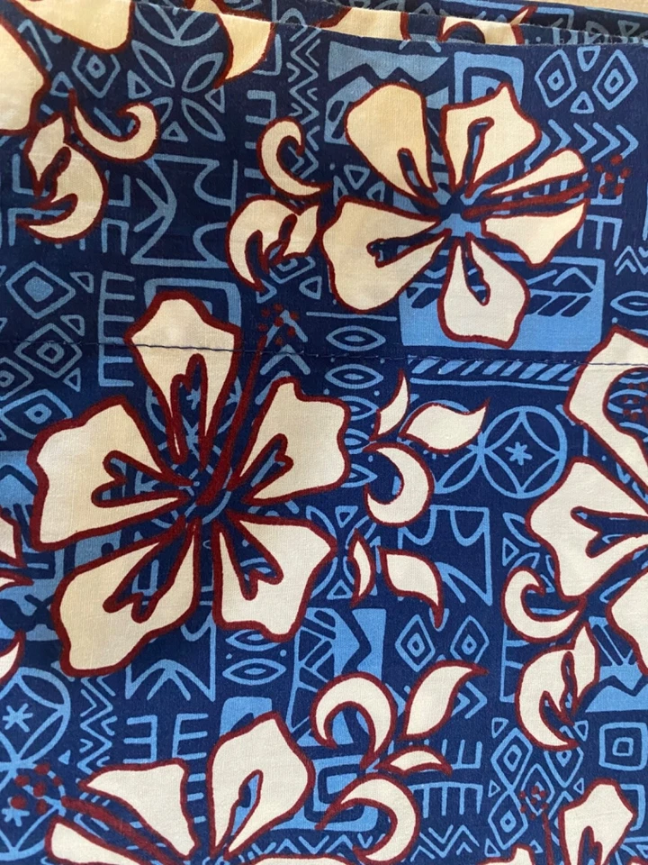 Tommy Hilfiger SÁBANA PLANA DOBLE ~ Azul Hawaiano Hibisco 100% Algodón Una pieza Foto 3 de 4