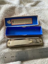 Vintage Hohner 12 Holes Key of C, Marine Band Harmonica w/ Orig. Box