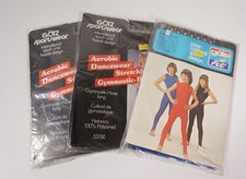 3er Set Vintage Kinder Sport Leggins Hose 100% Polyamid schwarz/blau Gr&ouml;&szlig;e 116