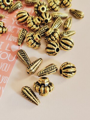 20 x Goldschatz Acrylperlen im Mix zum Fädeln/Basteln Schmuck Beads Spacer Deko
