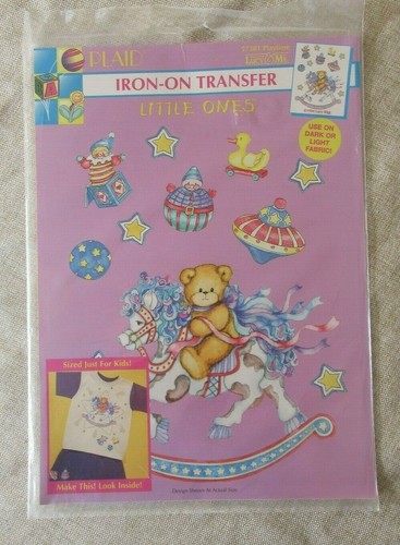 2 Vintage Plaid Little Ones Iron-on Transfers Children's Teddy Bear Themed New - Picture 4 of 5