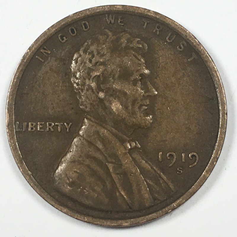 1919-S Lincoln Wheat Cent Penny - Extremely Fine (XF) KM#132 - 5201-AH