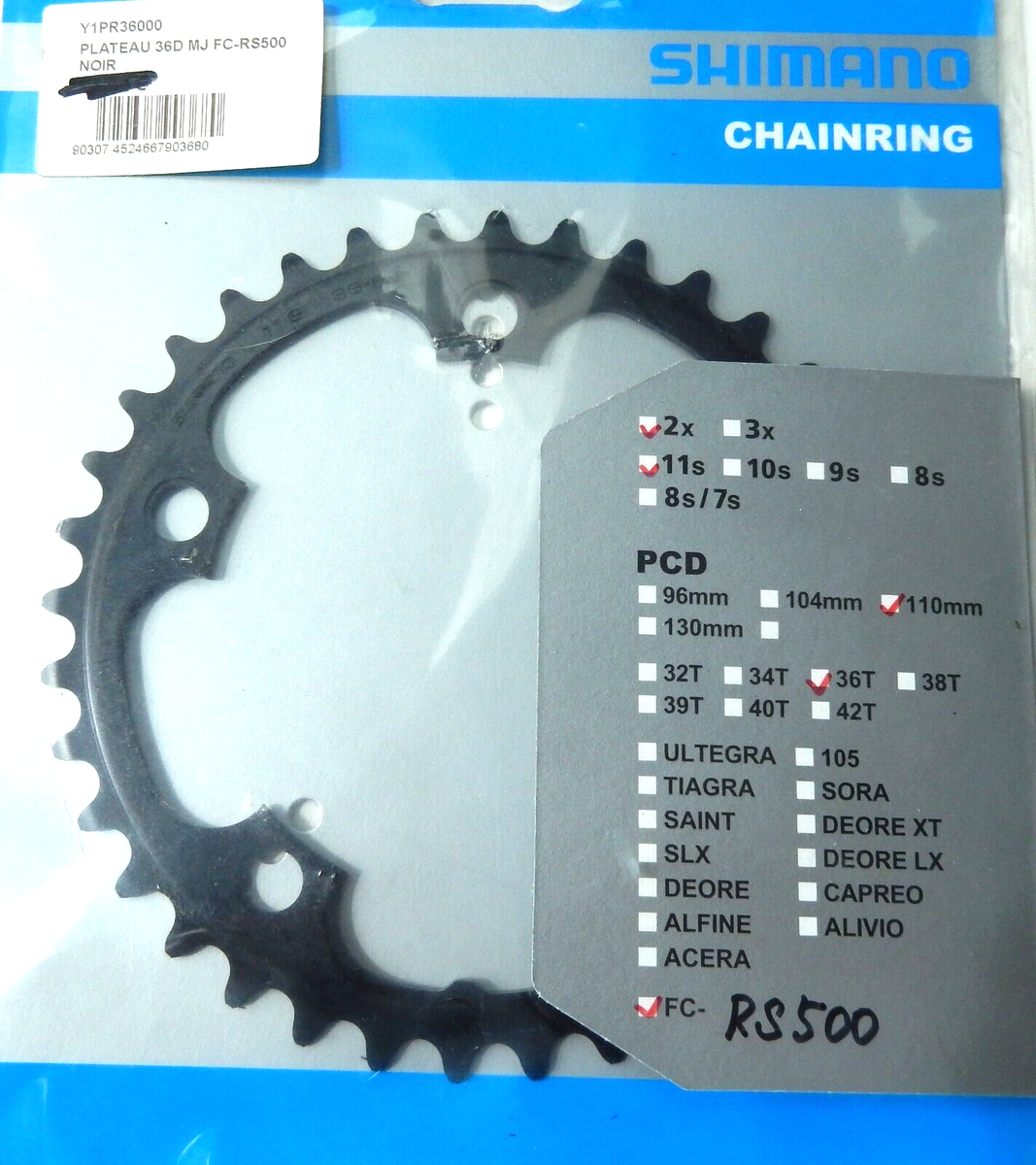 Plateau Shimano FC-RS500 36 Dents 2x11 Vitesses - Entraxe 110 Mm Neuf
