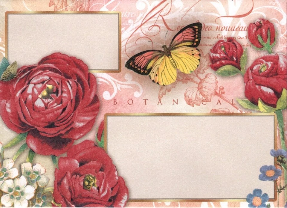 Red Roses Rose Butterfly Butterflies Blank Inside Note Cards - Set of 4 - Image 3 of 4