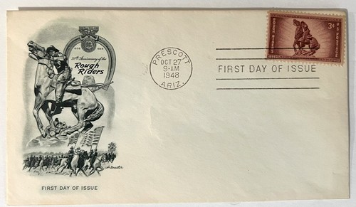 ROUGH RIDERS 1948 50th ANNIVERSARY FIRST DAY COVER * CAPTAIN BUCKY O'NEILL