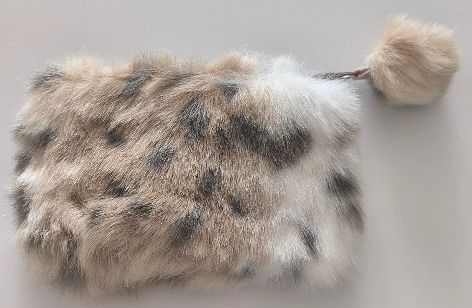 Bolso de Maquillaje Cosmético PB Adolescente Piel Sintética IMPRESIÓN ANIMAL Pom Pom Cremallera Tirador Forrado NUEVO Foto 3 de 4