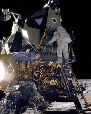APOLLO 12 ASTRONAUT ALAN BEAN ON LUNAR MODULE LADDER - 8X10 NASA PHOTO (AA-782)