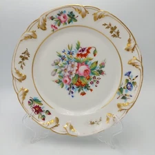 Antique Old Paris Vieux French Porcelain Hand Painted Floral Gilt Plate