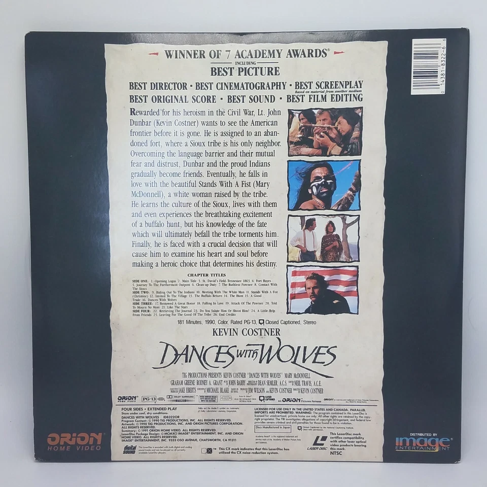 Dances with Wolves Film - Digital Laserdisc Double Disc Set Widescreen Edition - Image 2 of 4