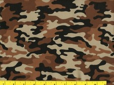 Tan Brown Black Colorful Camo Quilting Sewing Fabric 1/2 Yard c8