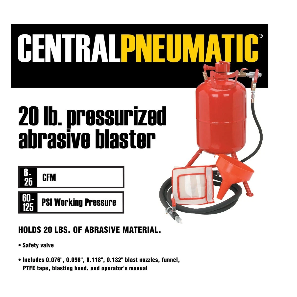 5 Gallon Portable Pressurized Abrasive Air Sandblaster Sand Blaster Kit Tank