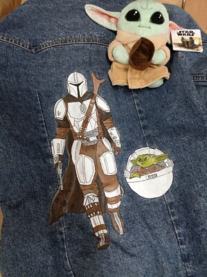 Chaqueta Tejana Mandalorian,Chaqueta Ioda Bebe,Cazadora Pintada A Mano Star Wars