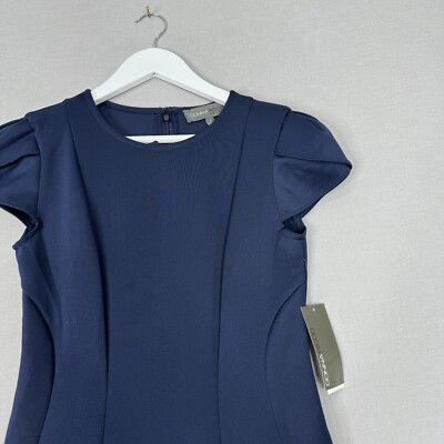 Donna Ricco Womens Dress 2 Blue Tulip Sleeve Lace Hem Fit & Flare Cocktail  Comfy | eBay