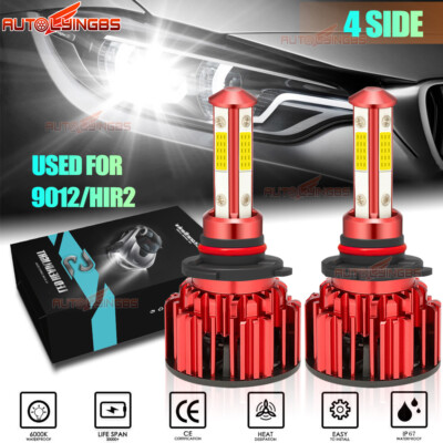 4-Sides 9012 LED Headlight Bulb kit High Low Beam 6000K White Super Bright Power