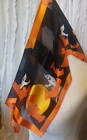 100% Silk Halloween Square ,Pumpkins, Ghosts, and Bats. Orange And Black — photo 5
