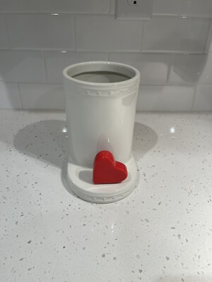 EUC Nora Fleming Pearl Dot Utensil Holder Stoneware Be Mine Heart RARE