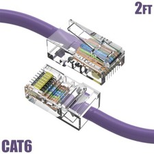 2FT Cat6 RJ45 Ethernet LAN Network UTP Patch Cable Non-Boot Copper 24AWG Purple