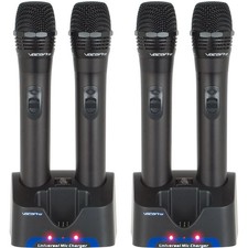 VocoPro UHR-9 Four UHF Rechargeable Handheld Mics w/ Charging Stations 9A-D