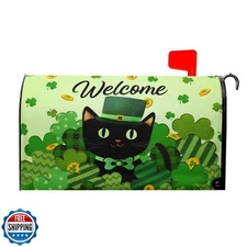 Anyako Welcome St Patrick's Day Black Cat Mailbox Covers Magnetic