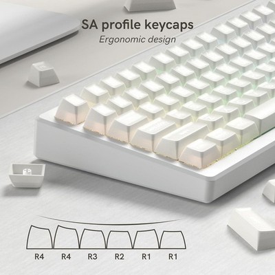 White Jade keycaps Set,Double Shot PBT keycaps 60 75 100 pecent,Ceramic Cream...