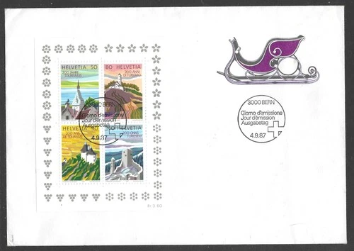 SWITZERLAND 1987 Tourism Sheet on First Day Cover (Feb 501)
