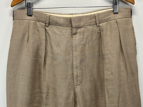 Vintage 80's 90's Polo Ralph Lauren Men’s 34x28 Linen Pants Made In USA Pleated - Picture 2 of 8