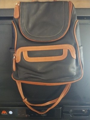 MultiSac Women's Major Crossbody Backpack Bag Black Tan Vinyl Hunter One Size