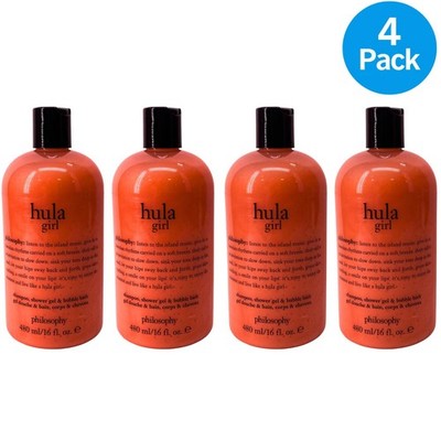 Philosophy Hula Girl Shampoo Shower Gel & Bubble Bath 16 fl oz 4 Pack Bundle
