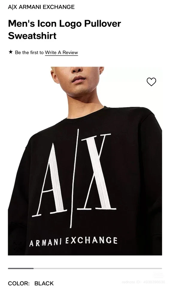 Armani Exchange Men's Centre Logo Sweatshirt, Black - Image 2 of 3