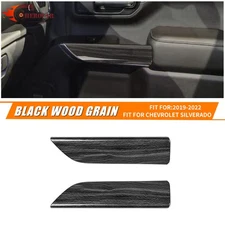 2PCS Black Wood Grain Sides Front Door Panel Trim For Chevrolet Silverado 19-25