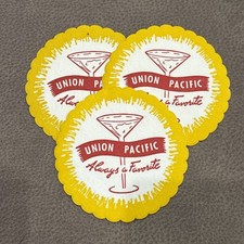 Lot of 3 Vintage Union Pacific RR Cocktail Coasters "Always a Favorite" 50s-60s