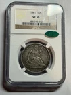 1861-P SEATED LIBERTY HALF DOLLAR 50C NGC VF30 CAC NICE ORIGINAL TYPE COIN