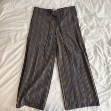 Cristaseya Maxi Large Pants Modern Stripe Print Waist Cord Casual Multi Used