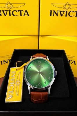Invicta Celestial 50457 Men s Watch 43mm Green Dial Brown Leather Strap NEW